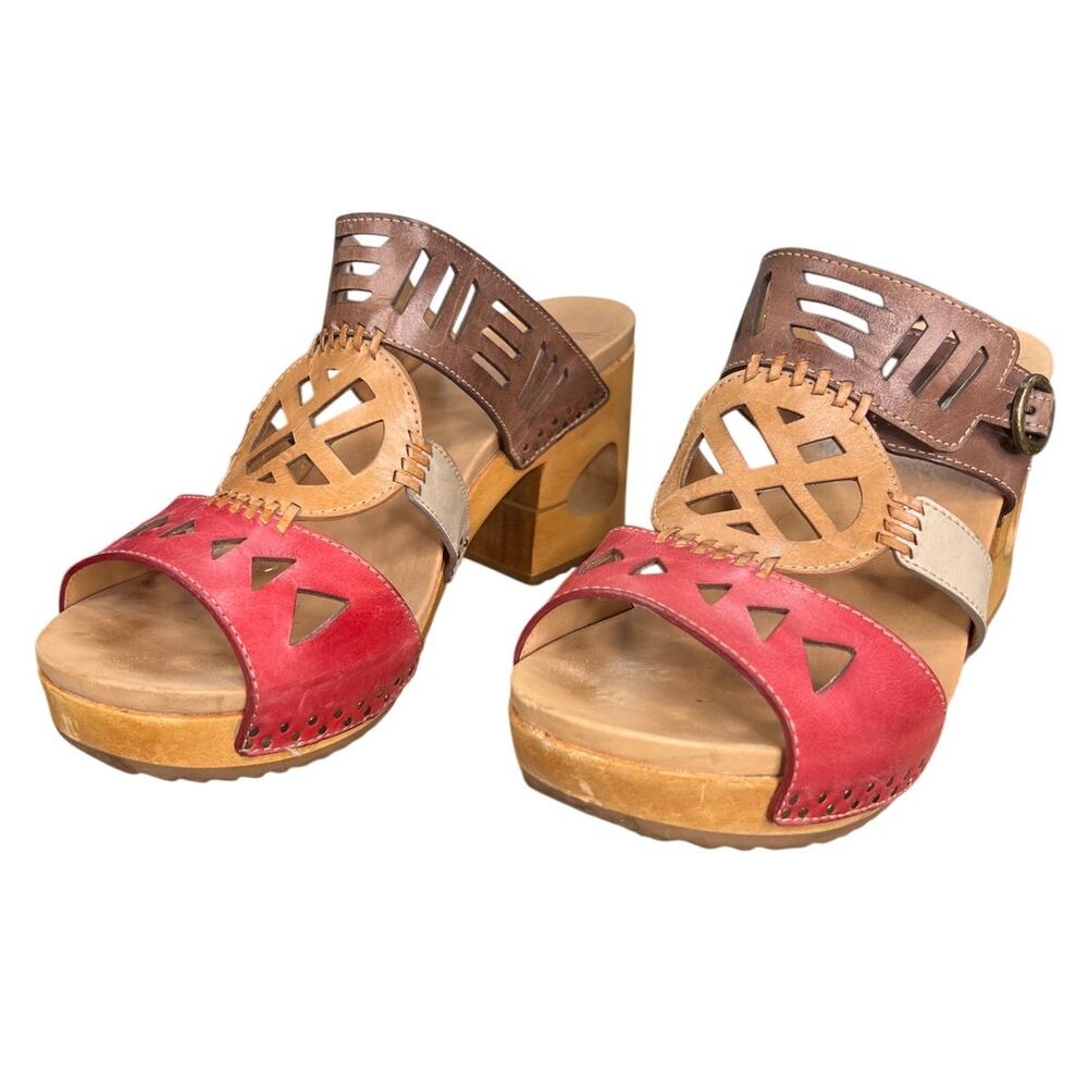 Dansko Women’s Oralee Brown Red Leather Wooden Sandal Size 41 US 10.5/11 - Picture 6 of 11